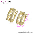 97153 xuping fashion high quality 14k gold color zircon paved ladies hoop earrings